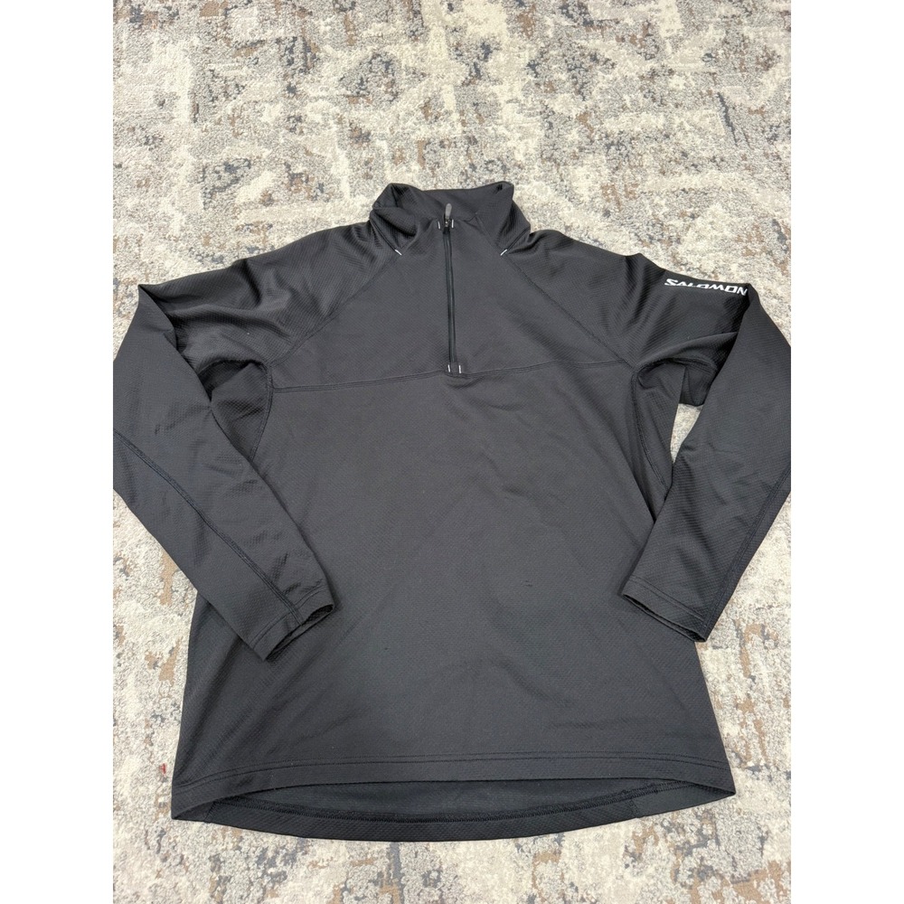 Salomon ActiLite Mens XL Black Quarter Zip Pullover Long Sleeve Hiking Top